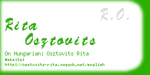 rita osztovits business card